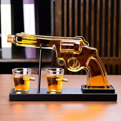 Gifts For Men Dad, 10 Oz Whiskey Gun Decanter Set + 2 Bullet Glasses - Unique Birthday Pistol Gift Ideas Daughter Son, Personalized Liquor Dispenser - Scotch Bourbon Vodka, Him, Brother Husband