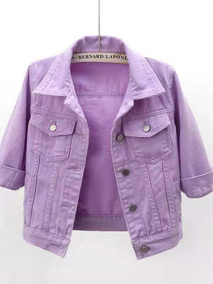 Full Size Cropped  Denim Jacket Plus Size