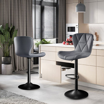 Modern Bar Stools Set Of 2, Adjustable Faux Leather Upholstered Swivel Bar Stools, Counter Height Bar Chairs With Back For Kitchen Island