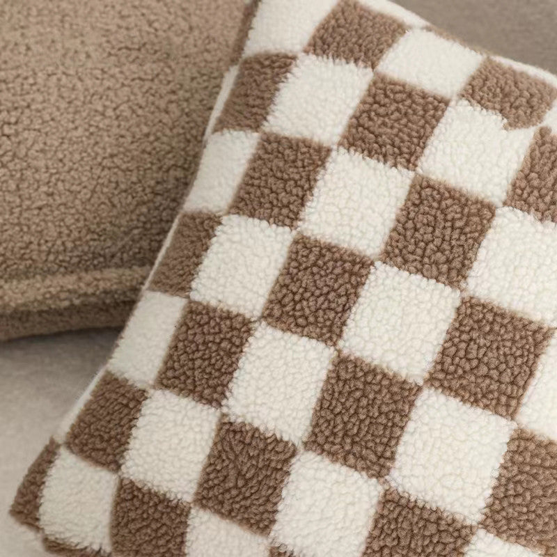 Bedroom Sofa Living Room Double-sided Checkerboard Pillowcase