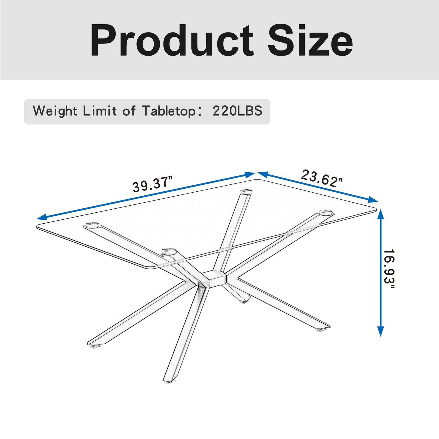 39.37  Rectangular Clear Tempered Glass Coffee Table,Stylish Design With Gold Metal Legs, Coffee Table For Living Room