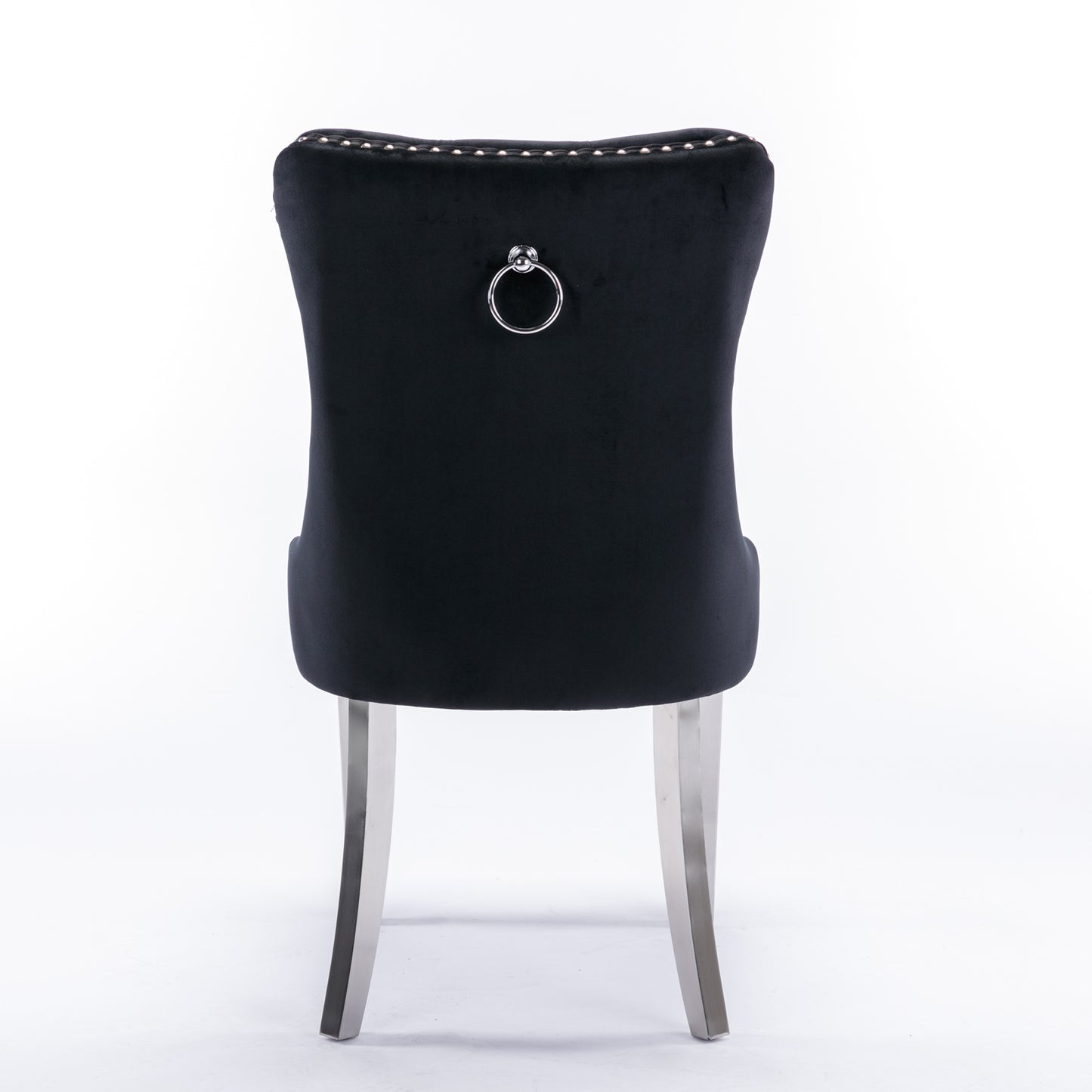 Nikki Modern, High-end Tufted Solid Wood Contemporary Velvet Upholstered Dining Chair With Chrome Stainless Steel Plating Legs
