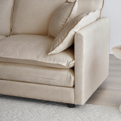 3 Piece Sofa Set Oversized Sofa Comfy Sofa Couch, 2 Pieces Of 2 Seater And 1 Piece Of 3 Seater Sofa  For Living Room, Deep Seat Sofa Beige Chenille
