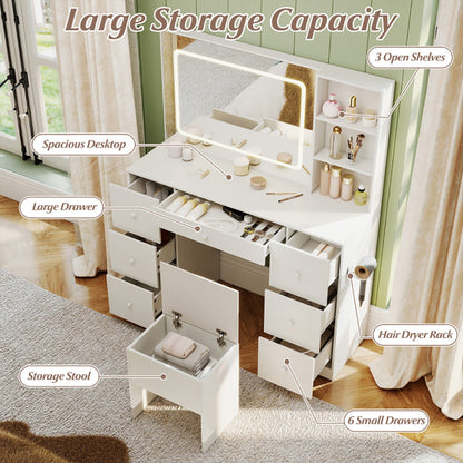Vanity Desk With Mirror And Lights Makeup Dressing Table Vanity Table And Stool Set