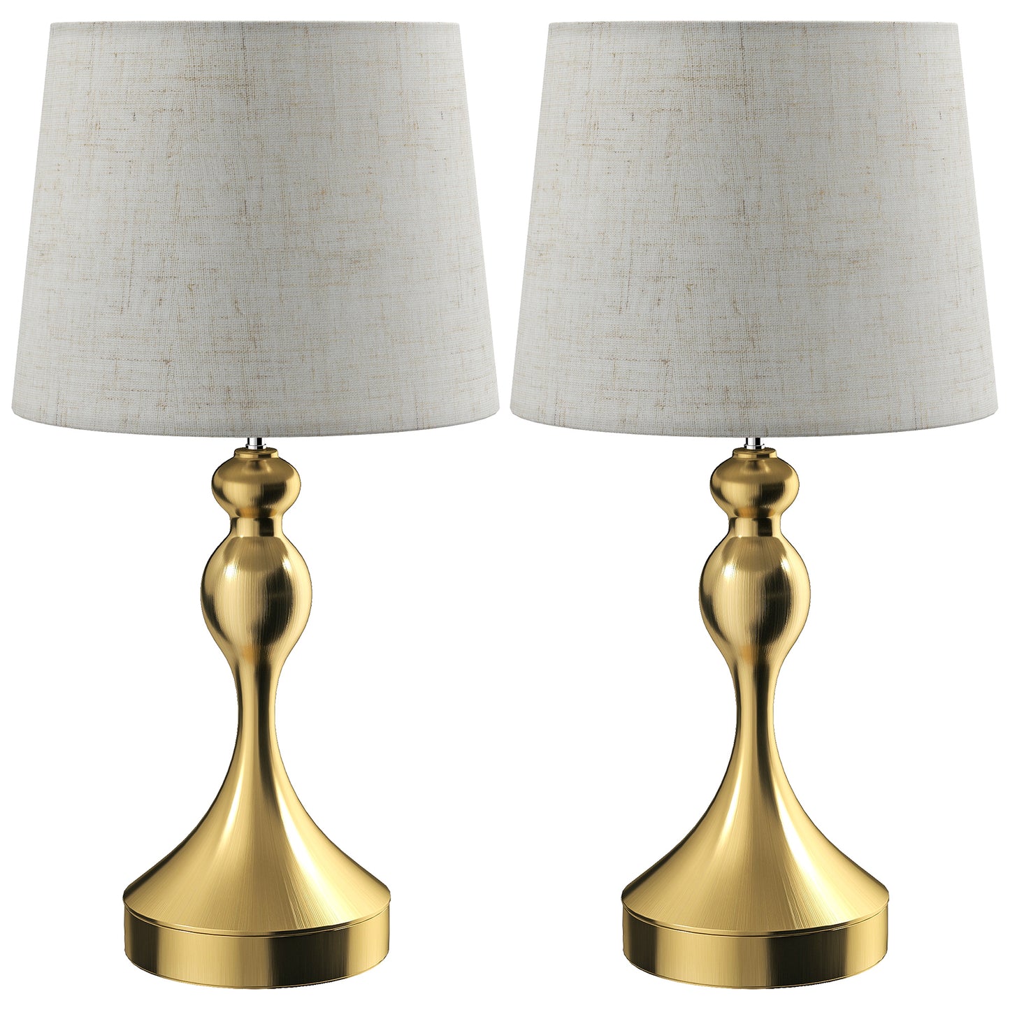 Bedside Lamps Set Of 2, Modern Table Lamps With 3 Colour Temperatures, USB A+C Charging Ports And Linen Shade For Living Room Bedroom Office, Gold Tone