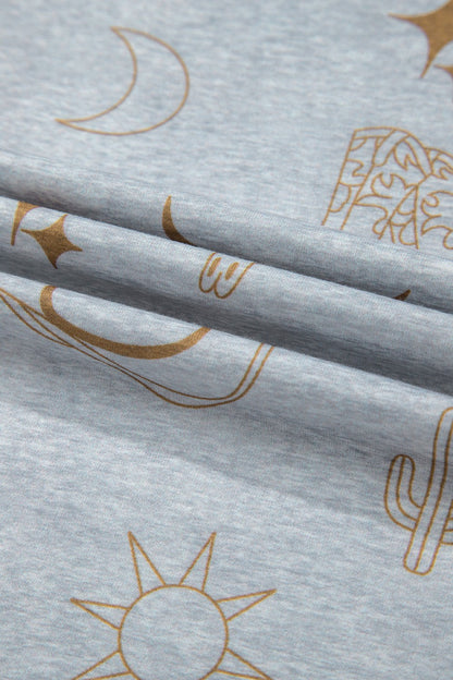 Printed T-Shirt and Elastic Waist Shorts Set