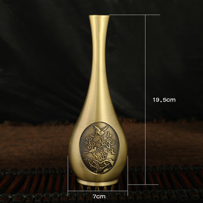 Pure Brass Decorative Flower Vase Carved Ornaments