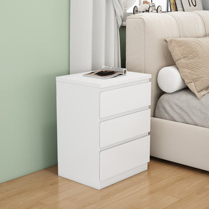 19.7-Inch White Nightstand With 3 Drawers, Beside Table With Drawers Handle Free Design,Thickened Top Plate,Small Side Table Storage Cabinet 3 Drawer Night Stand For Bedroom,Living Room