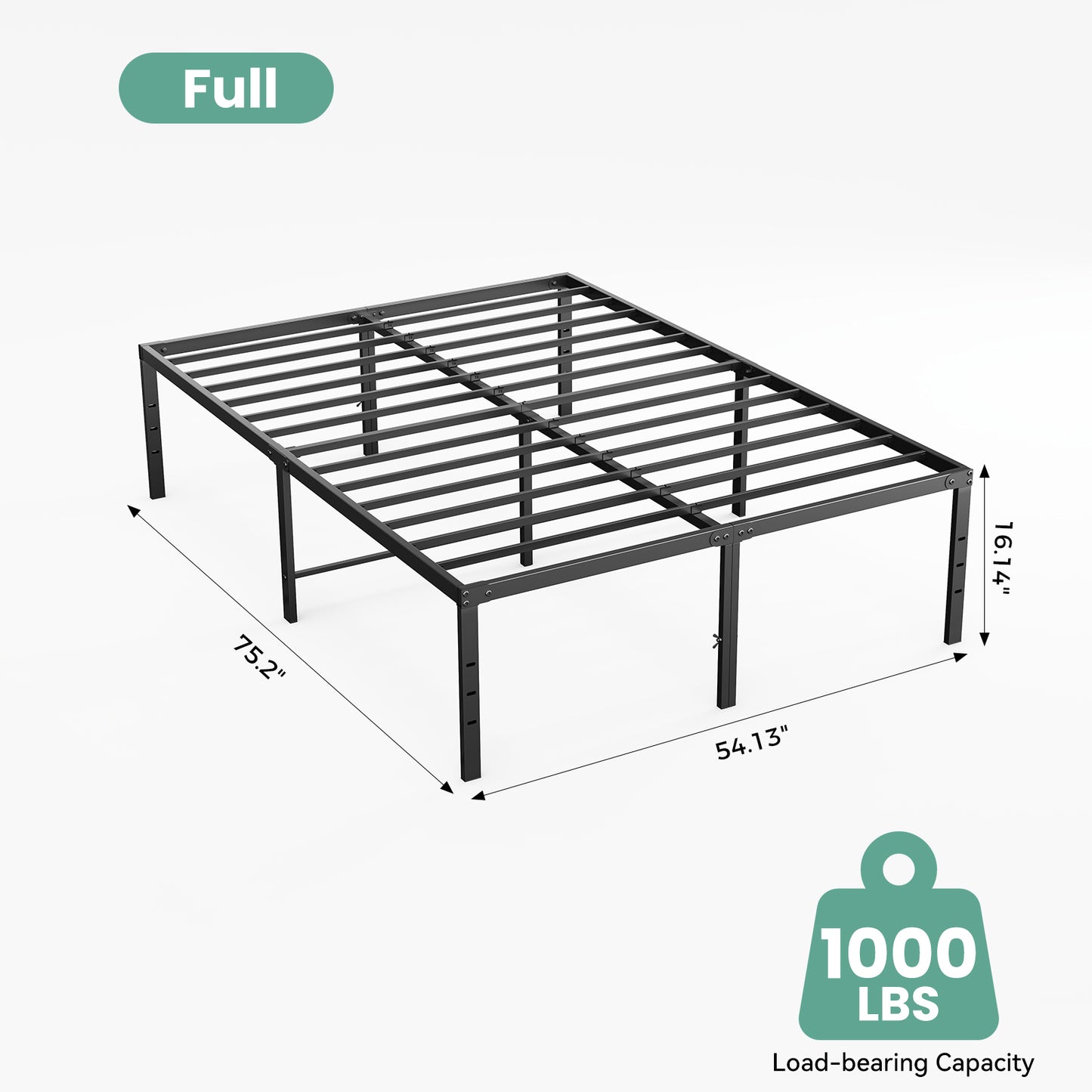 Sturdy And Durable Metal Base Frame, Noiseless Sturdy Steel Crossbars, Under-bed Storage Space, No Need For Box Springs