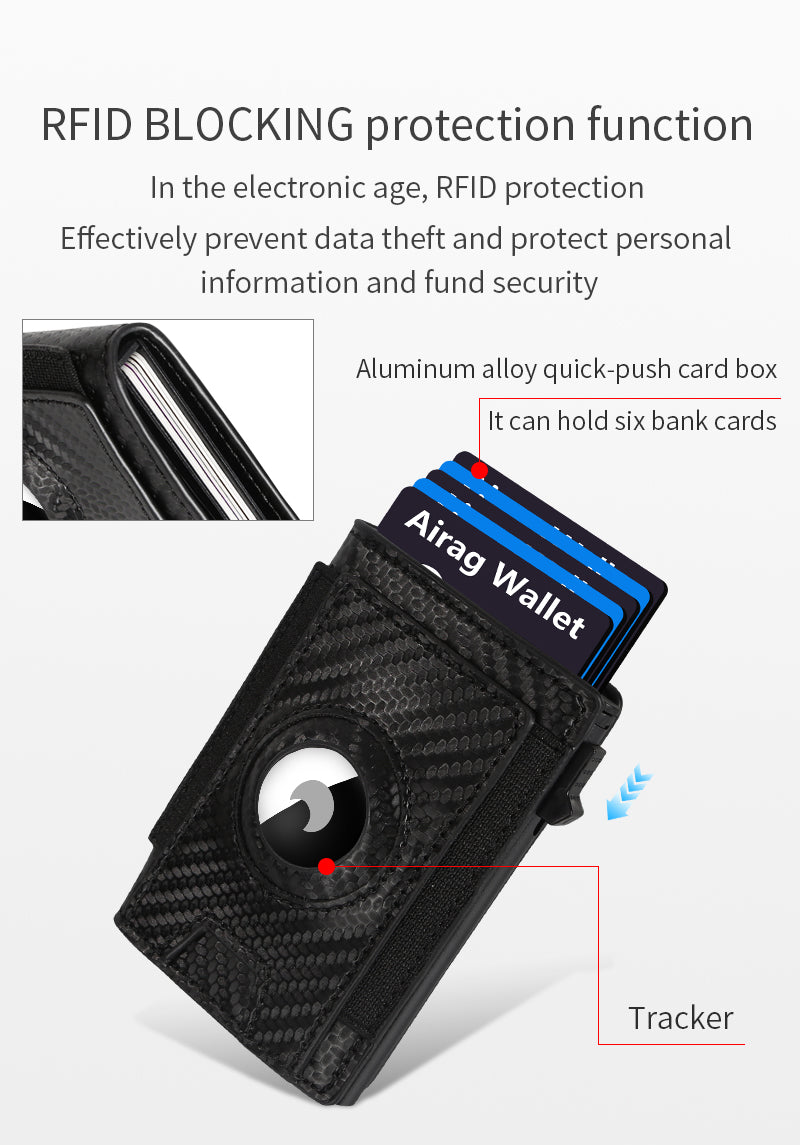 Men's Slim Wallet, RFID Metal Aluminum Shell Men's Automatic Card Ejection Wallet Card Holder