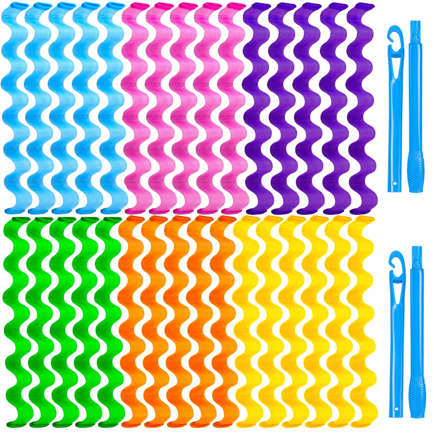 Heatless Hair Curlers Wave Curls Styling Kit For Women Girls On Hair Care - 30 Pcs - 6 Colors