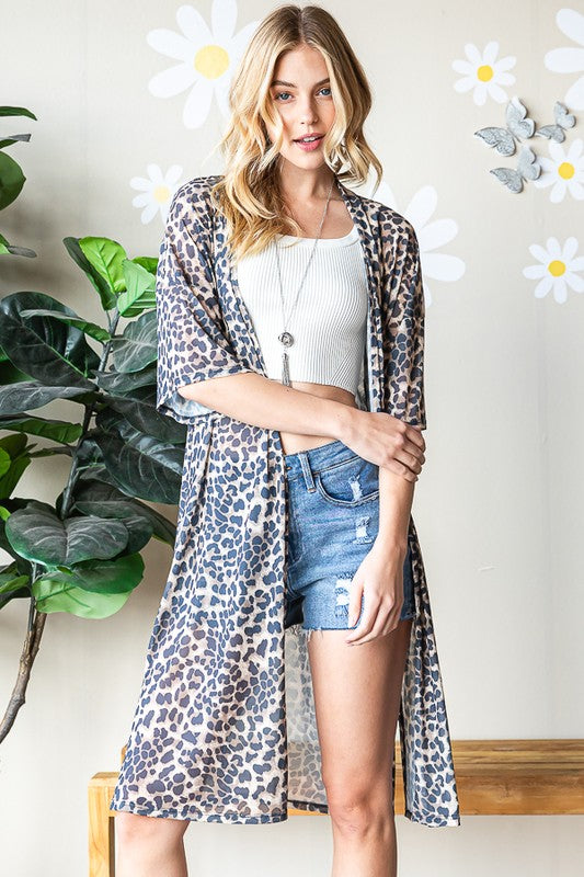 Heimish Full Size Leopard Open Front Cardigan Plus Size
