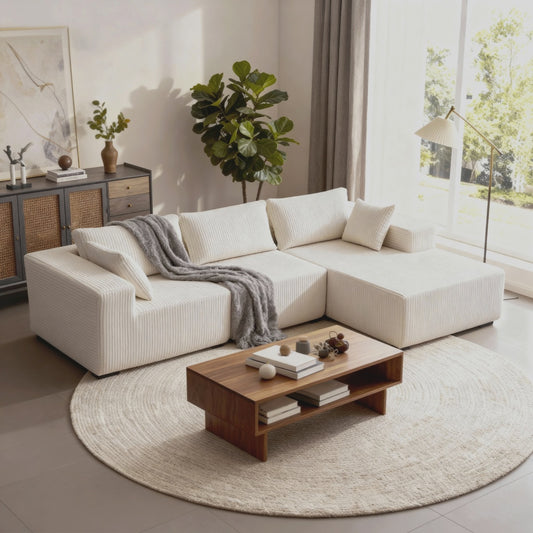 108-inch Modular Combination Sofa, Modern Modular L-shaped Sofa With A Lounge Chair, Upholstered Boneless Sofa