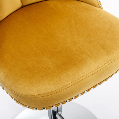 Swivel Velvet Barstools Adjusatble Seat Height From 25-33 Inch Gold,Set Of 2