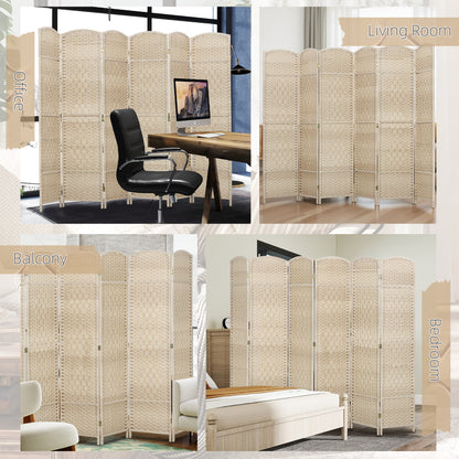 Folding Room Divider Screen 6 Panel 6' Tall Privacy Screen Freestanding Wood Partition for Home Office, Washed Oak