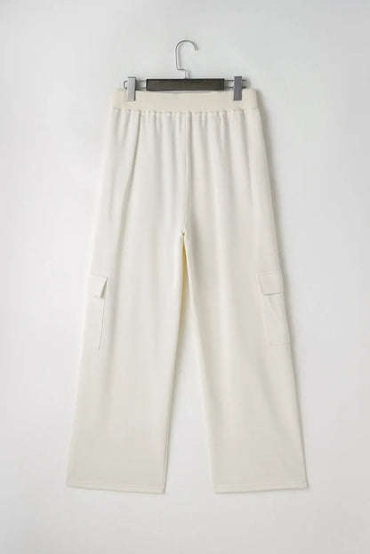 Drawstring High Waist Pants with Pockets