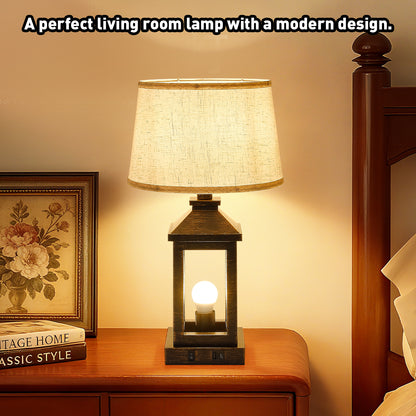20.5in Black Gold Farmhouse Bedside Table Lamp, Suitable For Living Rooms, 3-Way Dimmable Touch Modern Bedside Table With 2 Lights For Bedrooms, Homes, Offices Including Light Bulbs