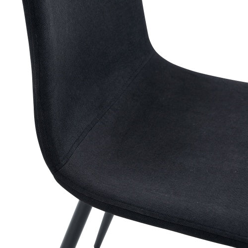Luxury Simple Chair - Set Of 4 BLACK Linen-Cotton Material High Resilience Dining Chair With Metal Black Leg.Integral Metal Leg Architecture,Suitable For Various Interior Decoration Styles.