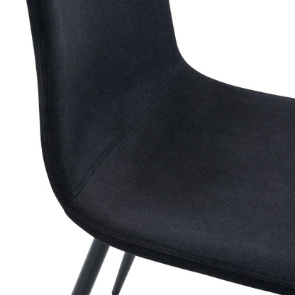 Luxury Simple Chair - Set Of 4 BLACK Linen-Cotton Material High Resilience Dining Chair With Metal Black Leg.Integral Metal Leg Architecture,Suitable For Various Interior Decoration Styles.