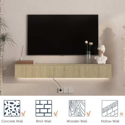 Floating TV Stand Wall Mounted With 16 Color LEDs,65inch Modern TV Stand, Floating TV Cabinet Entertainment Center For 55 60 65 Inch TV