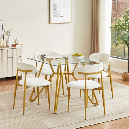 35.4-inch Square Tempered Glass Dining Table, Suitable For 2-4 People, Space-saving Small Kitchen Dining Table, Equipped With Sturdy Metal Table Legs,suitable For Dining Room, Living Room,Gold