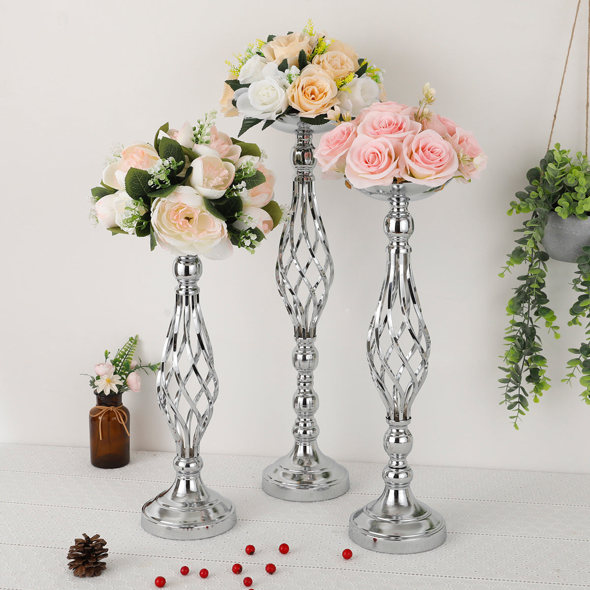 Table Candlestick Gold Iron Vase