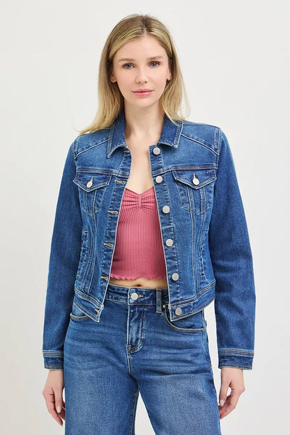 RISEN Basic Fitted Button Down Denim Jacket