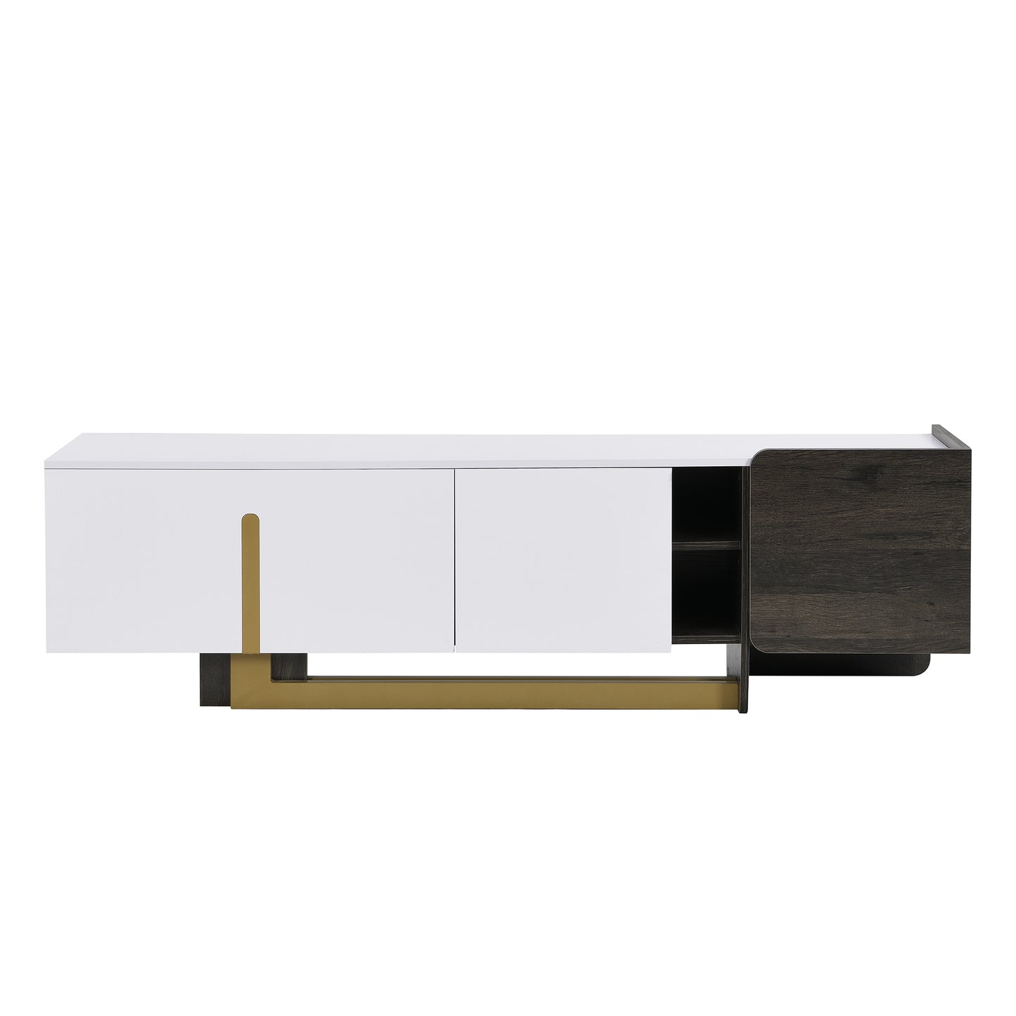 VIBE HAUS Modern Light Luxury TV Stand And Coffee Table Set Of 2, Modern TV Console,Wood Center Tables With Spacious Top, Storage Cabinet & Open Adjustable Shelves For Living Room