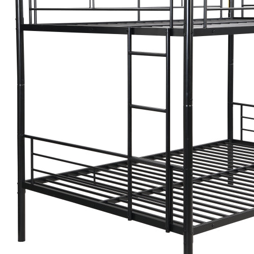 Full Over Full With Trundle Metal Bunk Bed , No Box Spring Needed, Easy Assemble