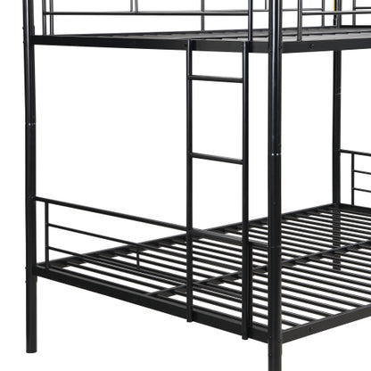 Full Over Full With Trundle Metal Bunk Bed , No Box Spring Needed, Easy Assemble