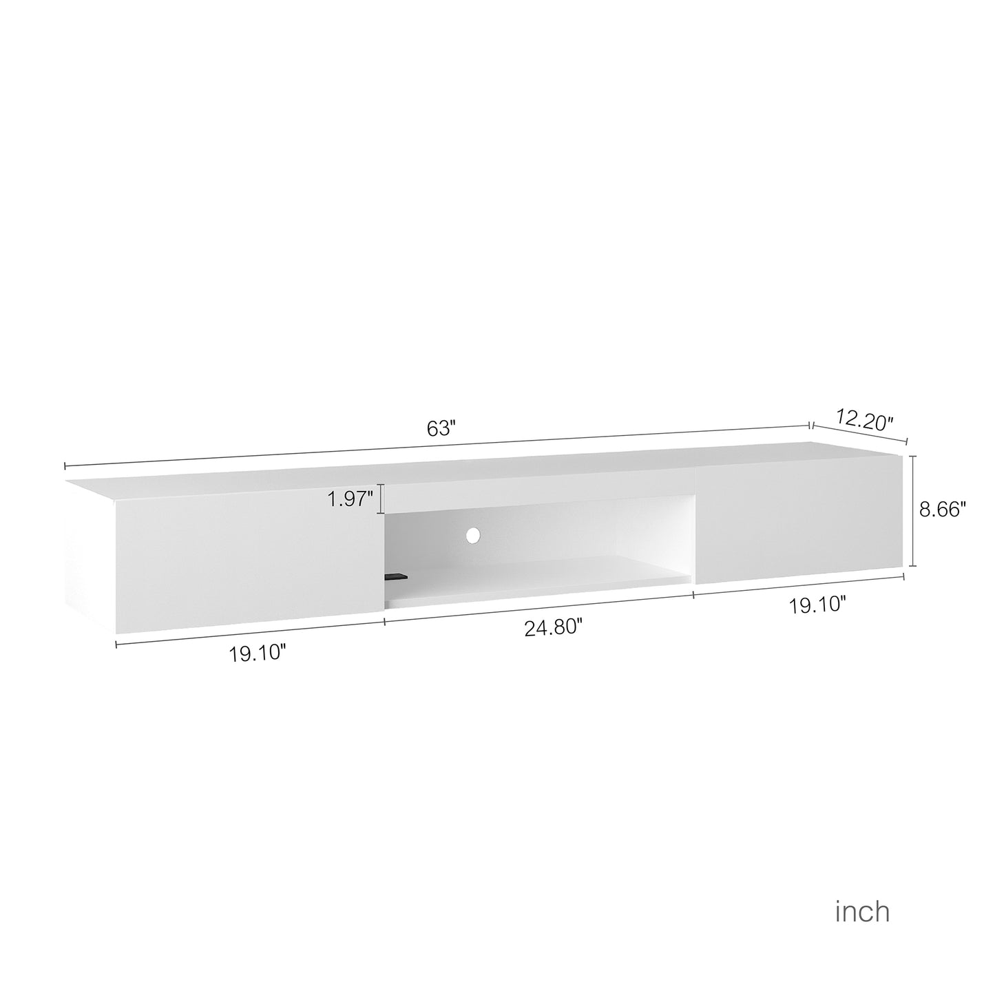 Floating TV Stand Wall Mounted With 16 Color LEDs, Modern TV Stand,Floating TV Cabinet Entertainment Center For 55 60 65 Inch TV,White