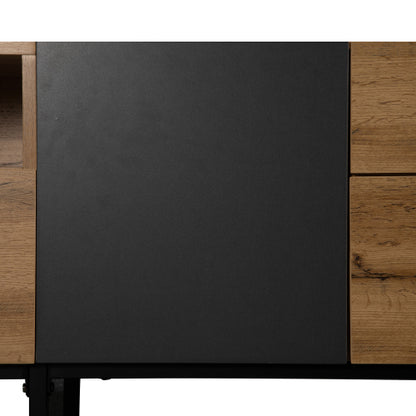 Modern TV Stand For 80'' TV With Double Storage Space, Media Console Table, Entertainment Center With Drop Down Door For Living Room