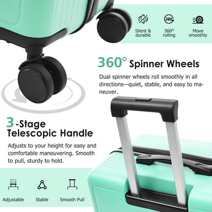 Luggage Set 3 Piece, Lightweight Durable ABS Suitcases With Spinner Wheels And TSA Lock, Carry-on & Checked Travel Luggage 20-24-28