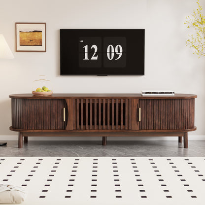 Modern Farmhouse TV Stand For 75 TVs, Wood Entertainment Center With Storage Cabinet, TV Console Table For Living Room, Bedroom
