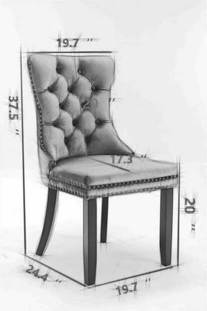 Nikki Modern, High-end Tufted Solid Wood Contemporary Velvet Upholstered Dining Chair With Chrome Stainless Steel Plating Legs
