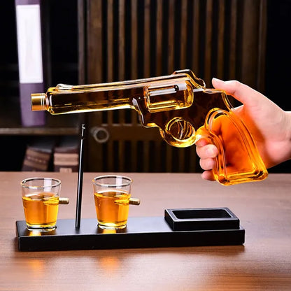 Gifts For Men Dad, 10 Oz Whiskey Gun Decanter Set + 2 Bullet Glasses - Unique Birthday Pistol Gift Ideas Daughter Son, Personalized Liquor Dispenser - Scotch Bourbon Vodka, Him, Brother Husband