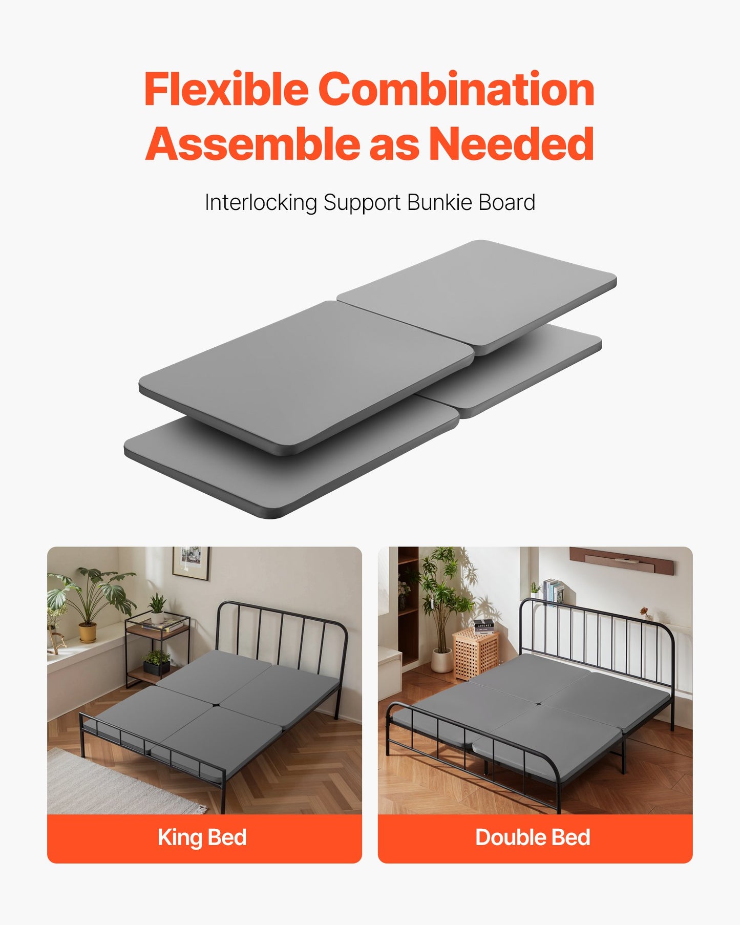 Queen Size Bunkie Board, 1.5 In Bed Board Slats With 200D Oxford Cloth, Wooden Mattress Support For Queen Size Bed, Easy Assembly Support Under Mattress, 4 Piece, Gray