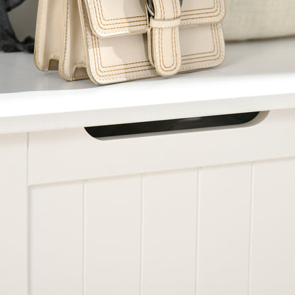 Hall Tree with Coat Rack, Storage, and Sitting Bench, White