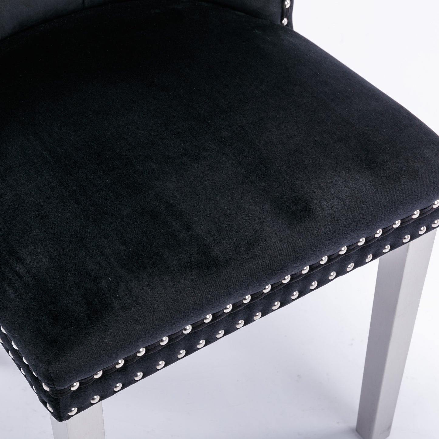Nikki Modern, High-end Tufted Solid Wood Contemporary Velvet Upholstered Dining Chair With Chrome Stainless Steel Plating Legs