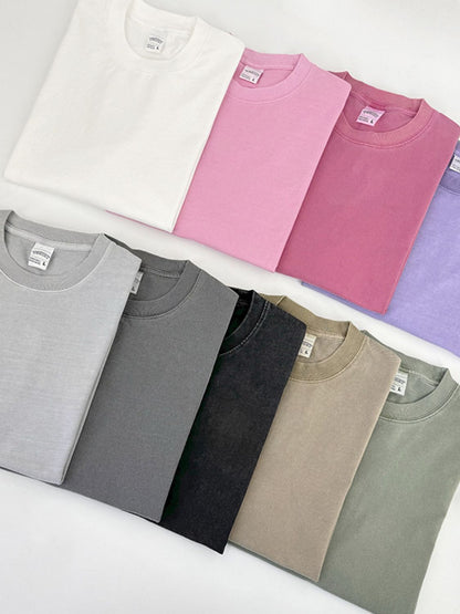 Men's Full Size Round Neck Washed T-Shirt Plus Size