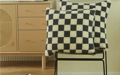 Bedroom Sofa Living Room Double-sided Checkerboard Pillowcase