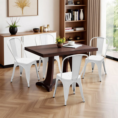 Metal Dining Chairs Set Of 4, Stackable Industrial Style Chairs For Kitchen Dining Room, 300LBS Weight Capacity