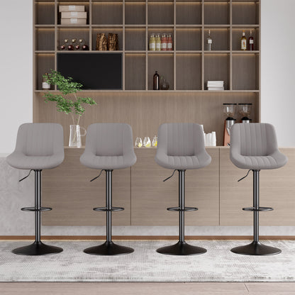 Bar Stools, Adjustable Modern Swivel Bar Stools With Backs, Counter Height Performance Fabric Island Chairs For Home Kitchen