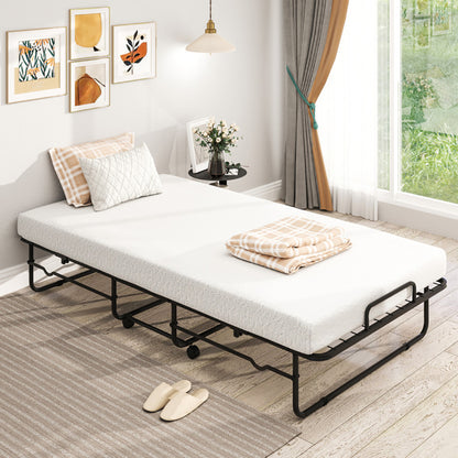 Twin Size Folding Bed With Memory Foam Mattress And Heavy-duty Metal Frame