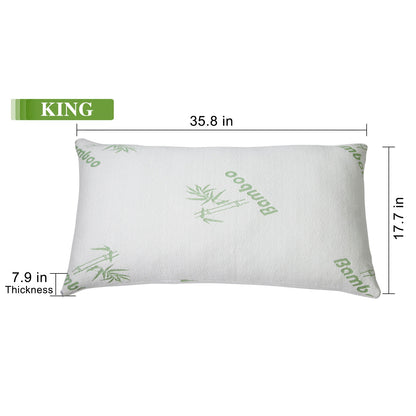 2Pcs Or 1Pcs Bamboo Memory Foam Pillow Hypoallergenic Bed Pillow For Head Neck Rest Sleeping Shredded Pillow Washable Cover Queen Size Pillow