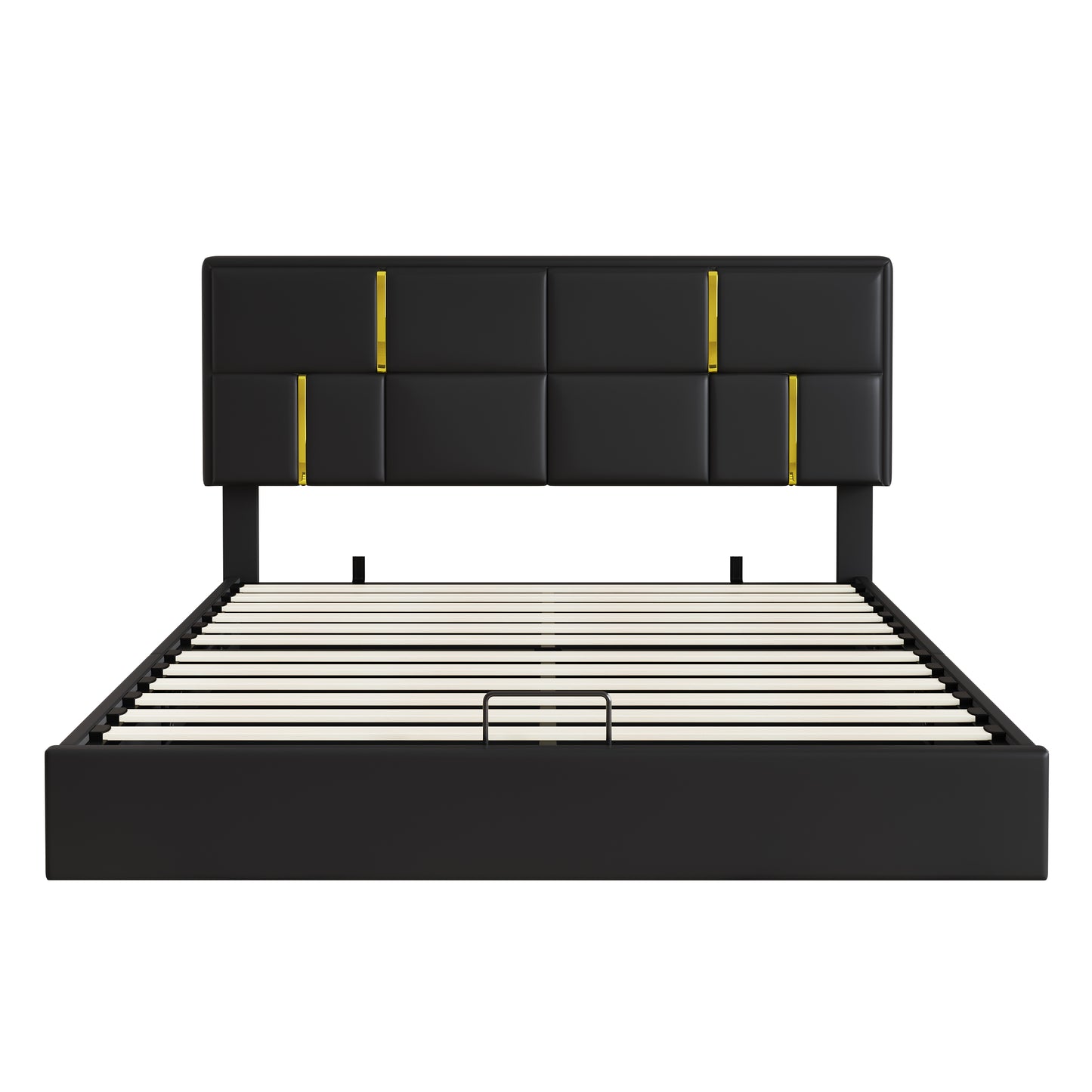 Queen Size Upholstered Platform Bed With Hydraulic Storage System,No Box Spring Needed,Black