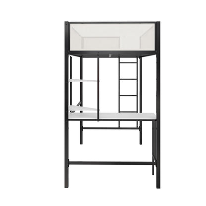 Axel Twin Loft Bed With Desk & Shelves