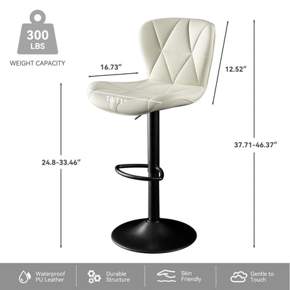Modern Bar Stools Set Of 2, Adjustable Faux Leather Upholstered Swivel Bar Stools, Counter Height Bar Chairs With Back For Kitchen Island