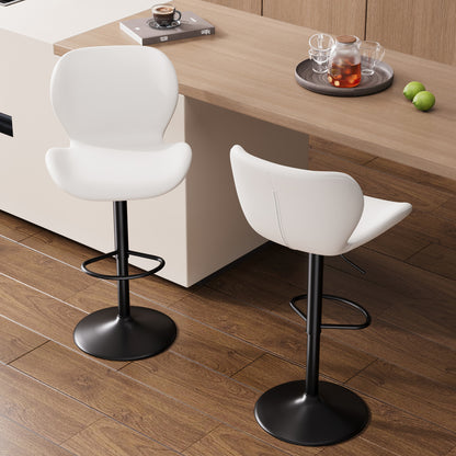 Bar Stools Set Of 2,PU Leather Upholstered Barstools With Back & Footrest, Seat Adjustable Height 22.2-31IN Counter Height Bar Chairs For Bar Kitchen Island