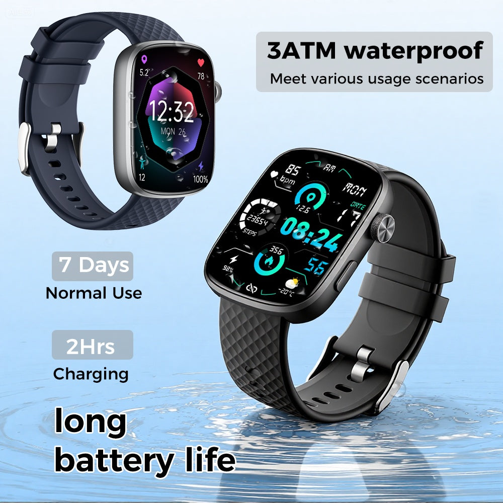 Smart Watch Bluetooth Call &1.95 HD Screen -Heart Rate SpO2 Sleep Monitor, 3ATM Waterproof Fitness Tracker For IoS Android